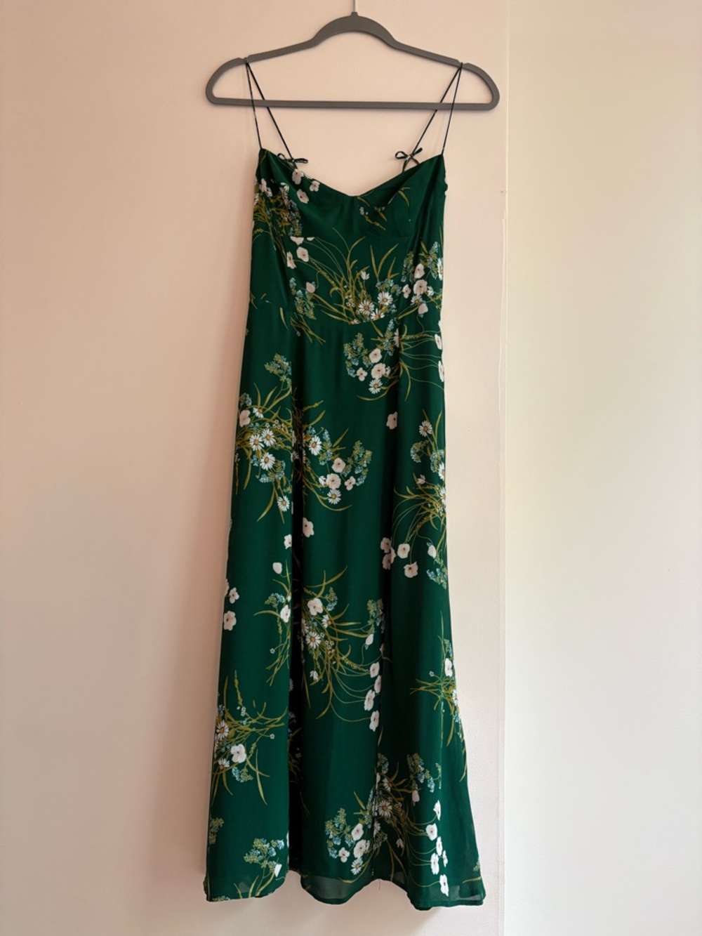 Reformation Green Floral Midi Slip Dress